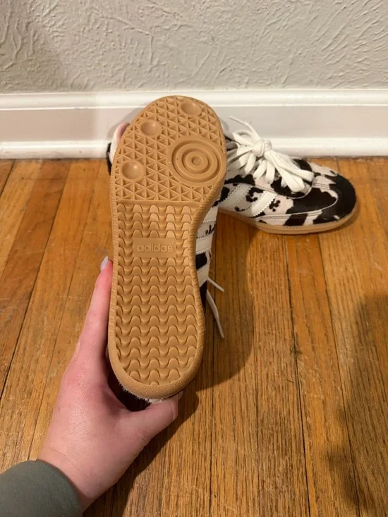 Adidas Originals Pink & Brown Cow Print Samba Women's Sneakers - Picture 3 of 5